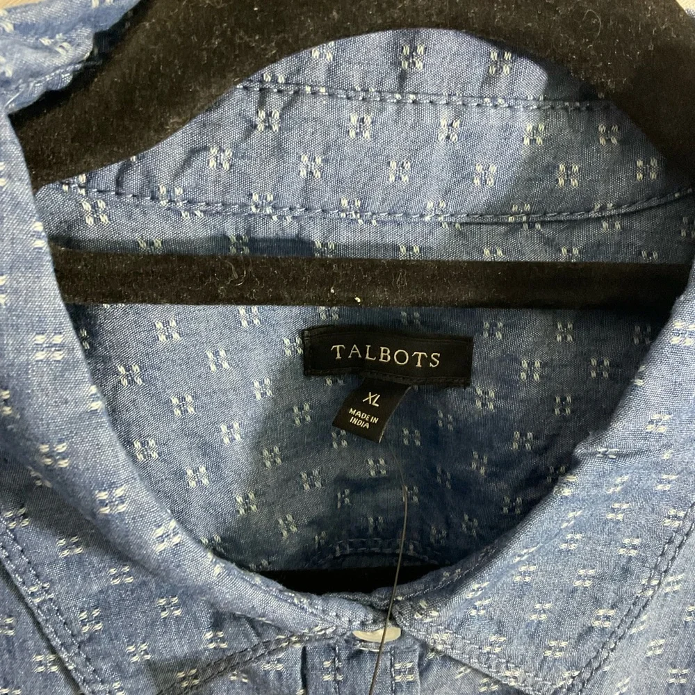 Talbots Womens Blue Textured Buttoned Shirt - Picture 3 of 8